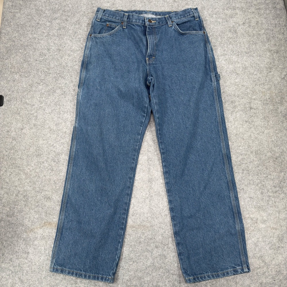 Dickies Mens Blue Denim Carpenter Jeans Straight Leg Work Pants Medium Wash